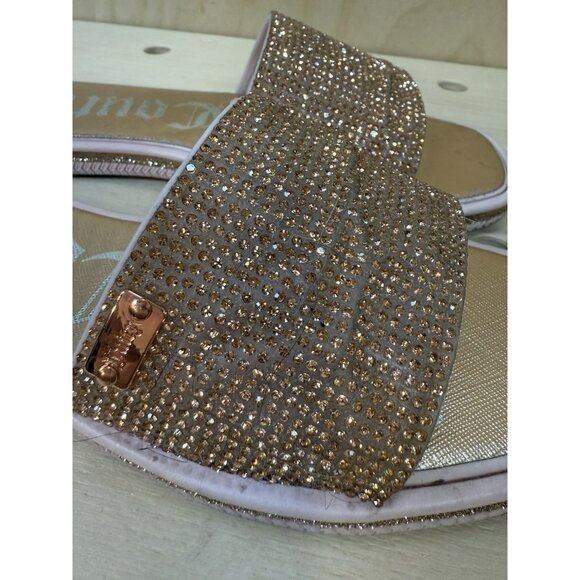 Juicy Couture Pink Rose Gold Sandals Glitter Strap Slides Size 7 SKU #4446 - Picture 5 of 10